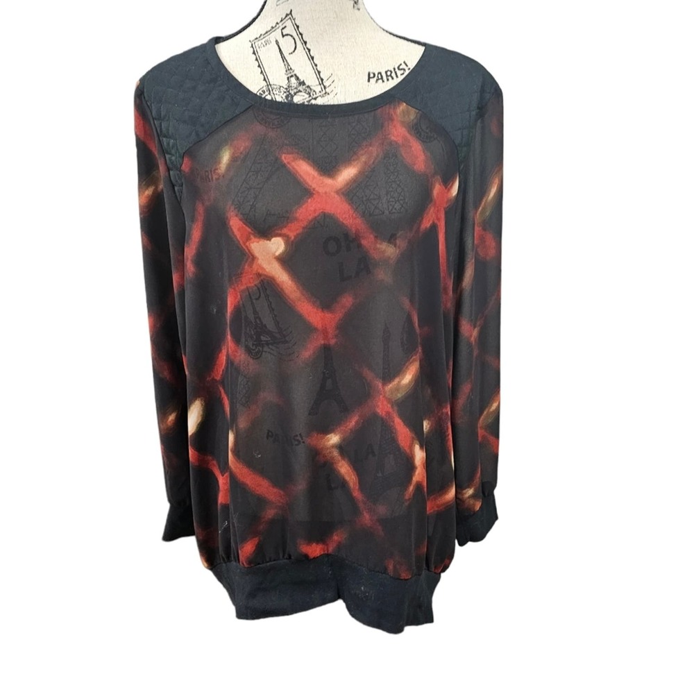 Mossimo Black‎ and Maroon Sheer Top Size XXL